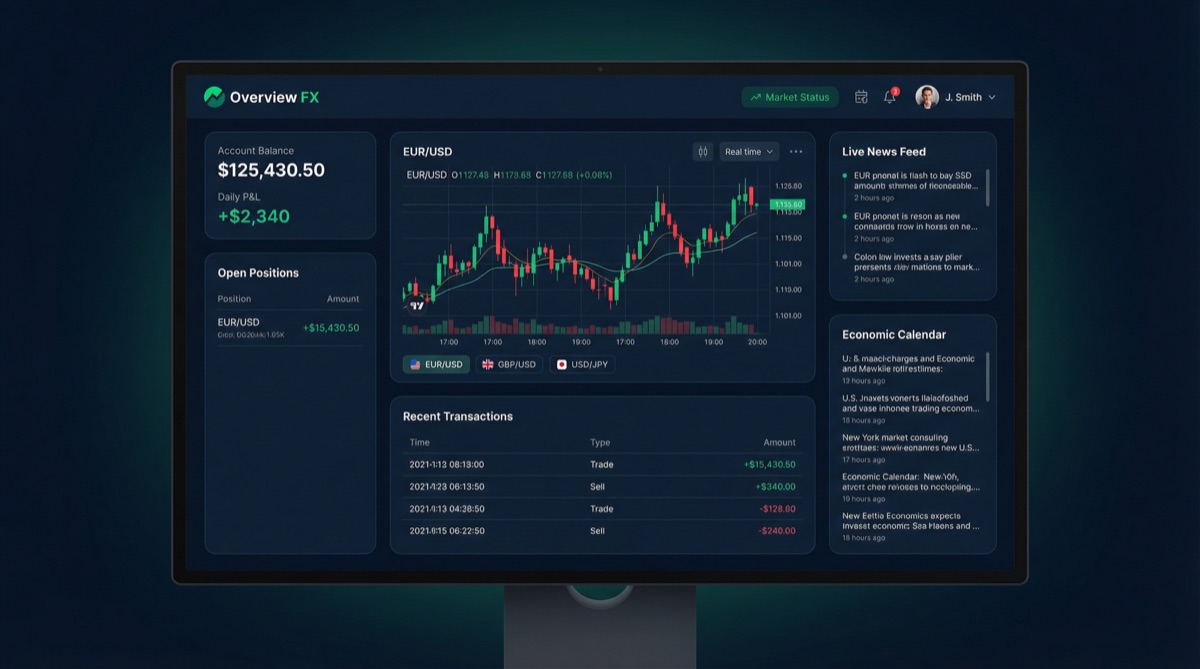 Overview FX Trading Platform Dashboard - Piattaforma di trading algoritmico